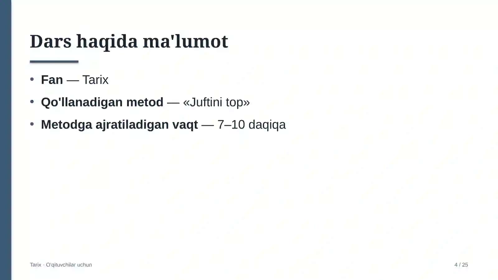 tarix darslarida juftini top metodidan foydalanish 5963 4