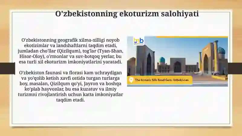 Ekoturizmning rivojlantirishni asosiy yoʻnalishlari 4