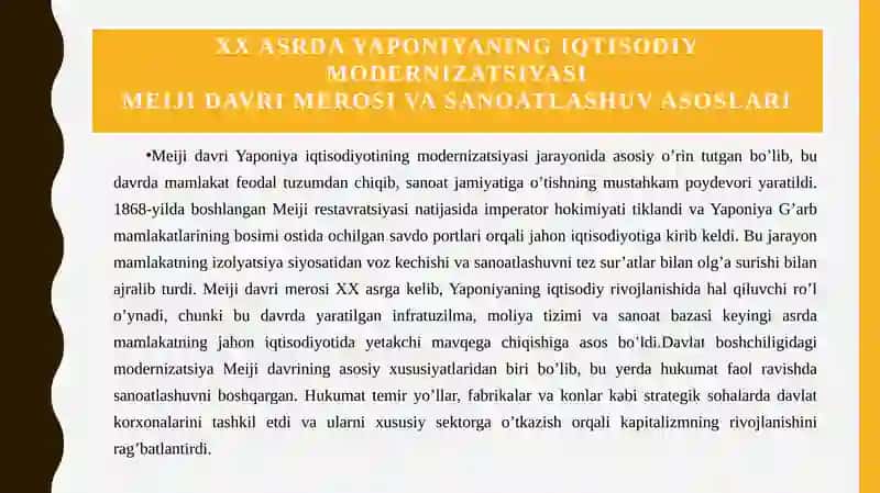 Yaponiyaning iqtisodiy modernizatsiyasi va texnologik rivoji 4
