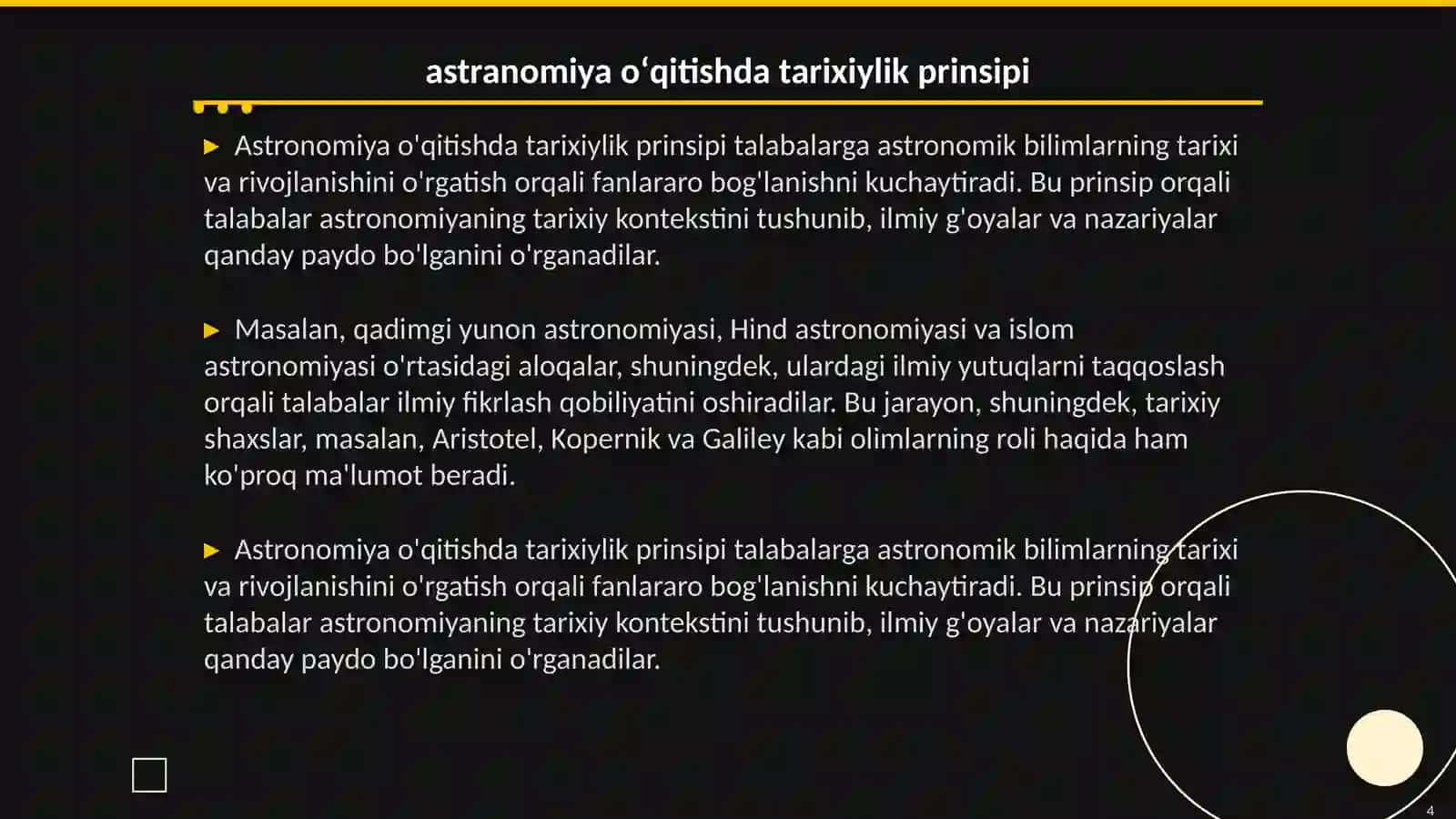 Astranomiya oʻqitishda tarixiylik prinsipi 4