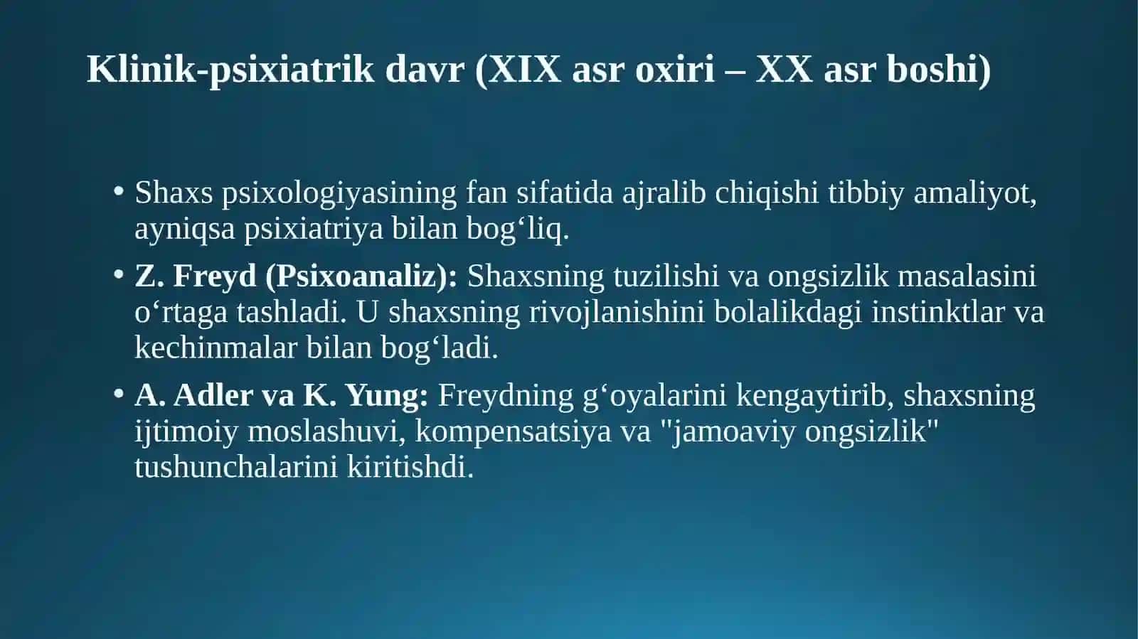 Shaxs psixologiyasi tarixi 4