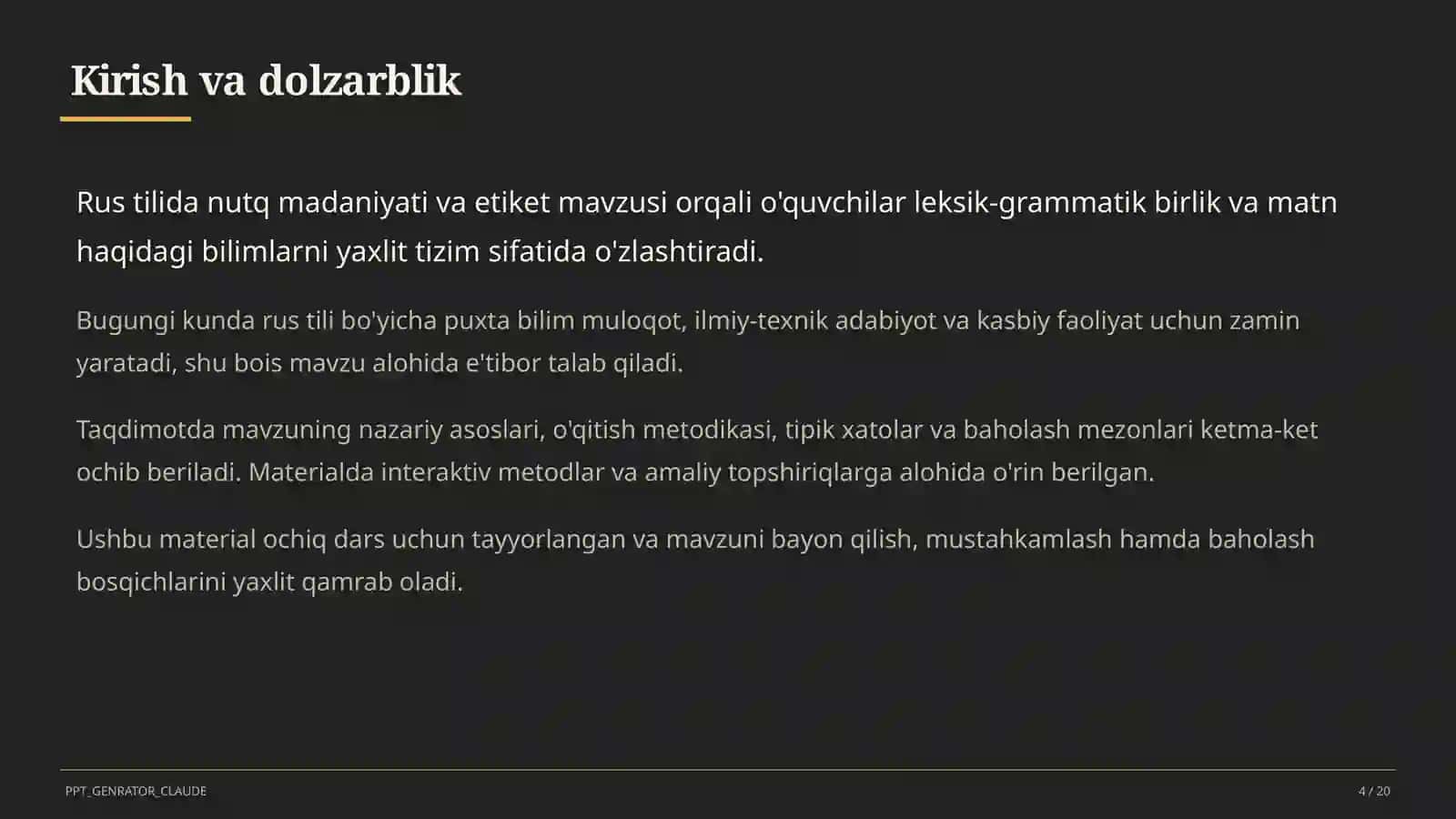 Rus tilida nutq madaniyati va etiket (11-sinf) 4