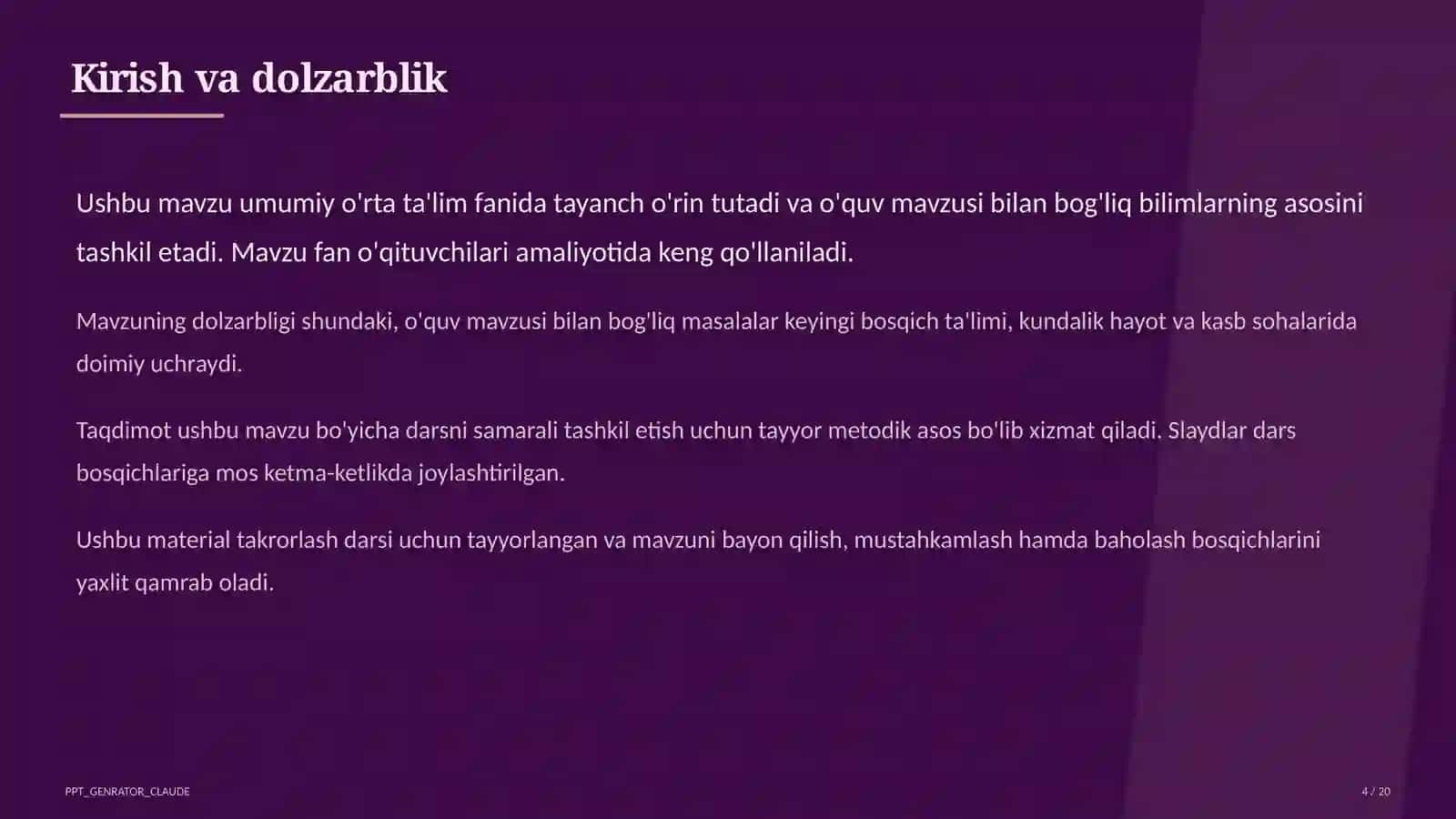 EMaktab sun'iy intellekt yordamchisi va dars konstruktori: o'qituvchi vaqtini tejash 4