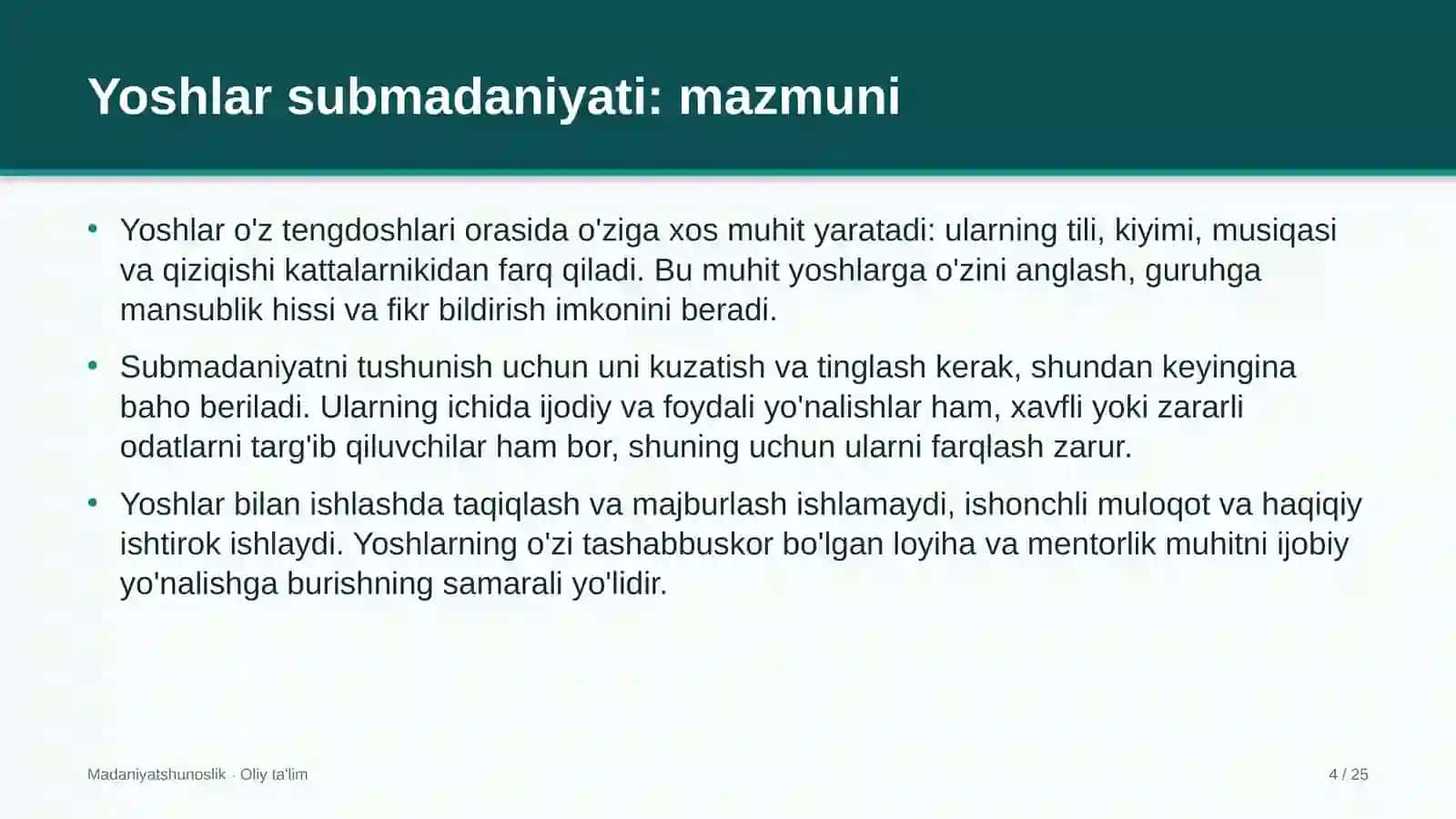Davlat qo'mitalarida yoshlar submadaniyati 4