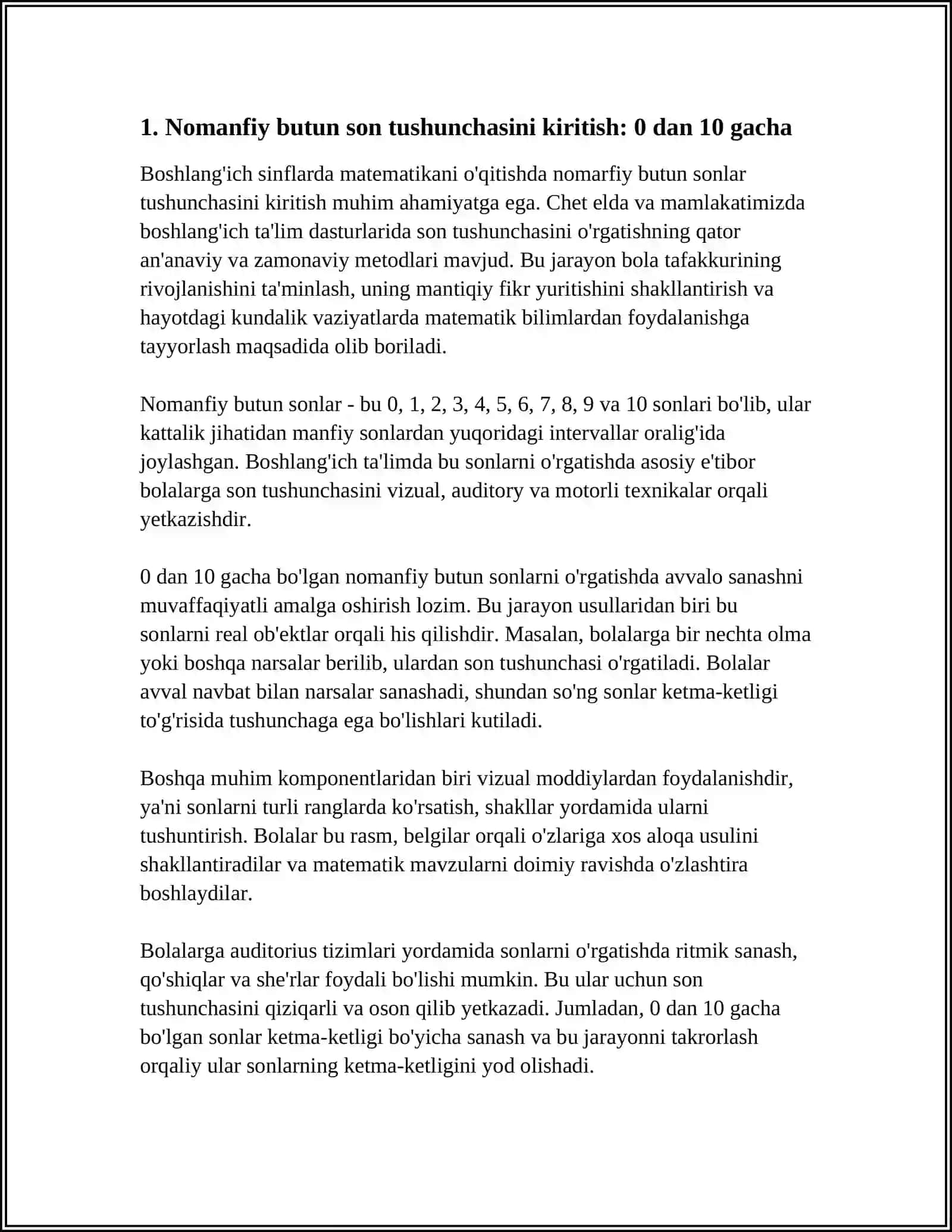 NOMANFIY BUTUN SONLARNI NOMERLASHGA O'RGATISH METODIKASI 4