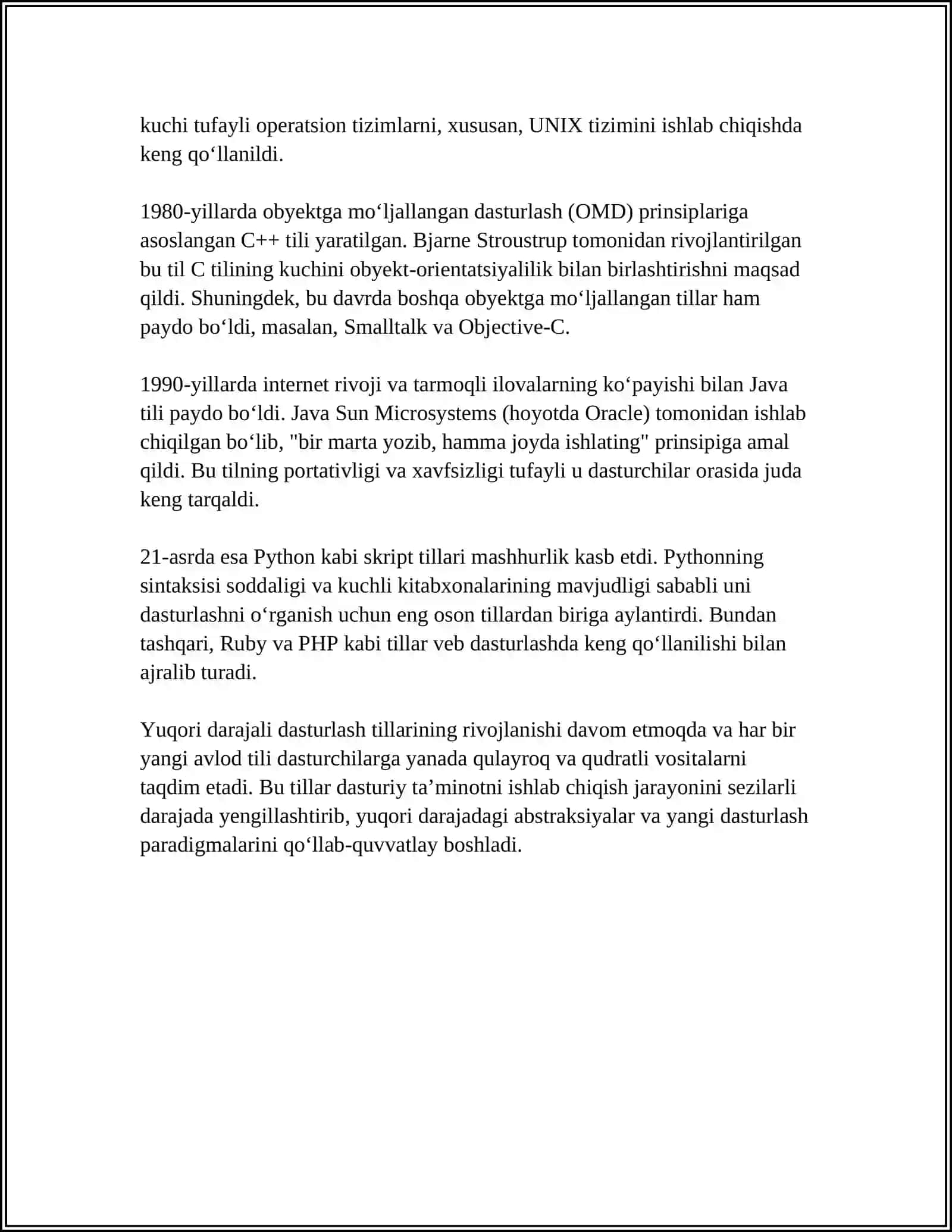 YUQORI DARAJALI DASTURLASH TILLARI 4