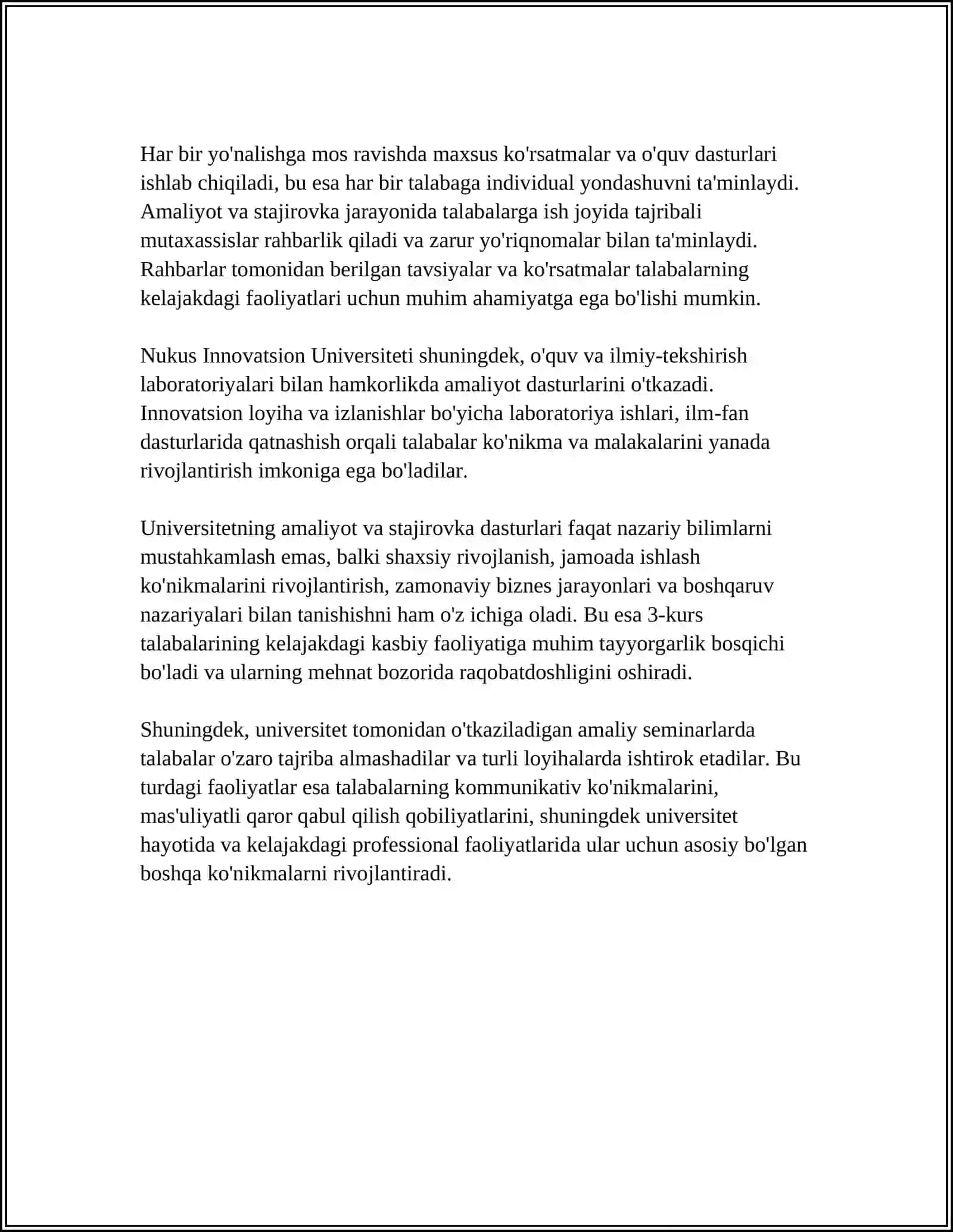 NOKIS INNOVATSION UNIVERSITETI, 3-KURS TALABA, YULDASHEV DAVRONBEK” 4