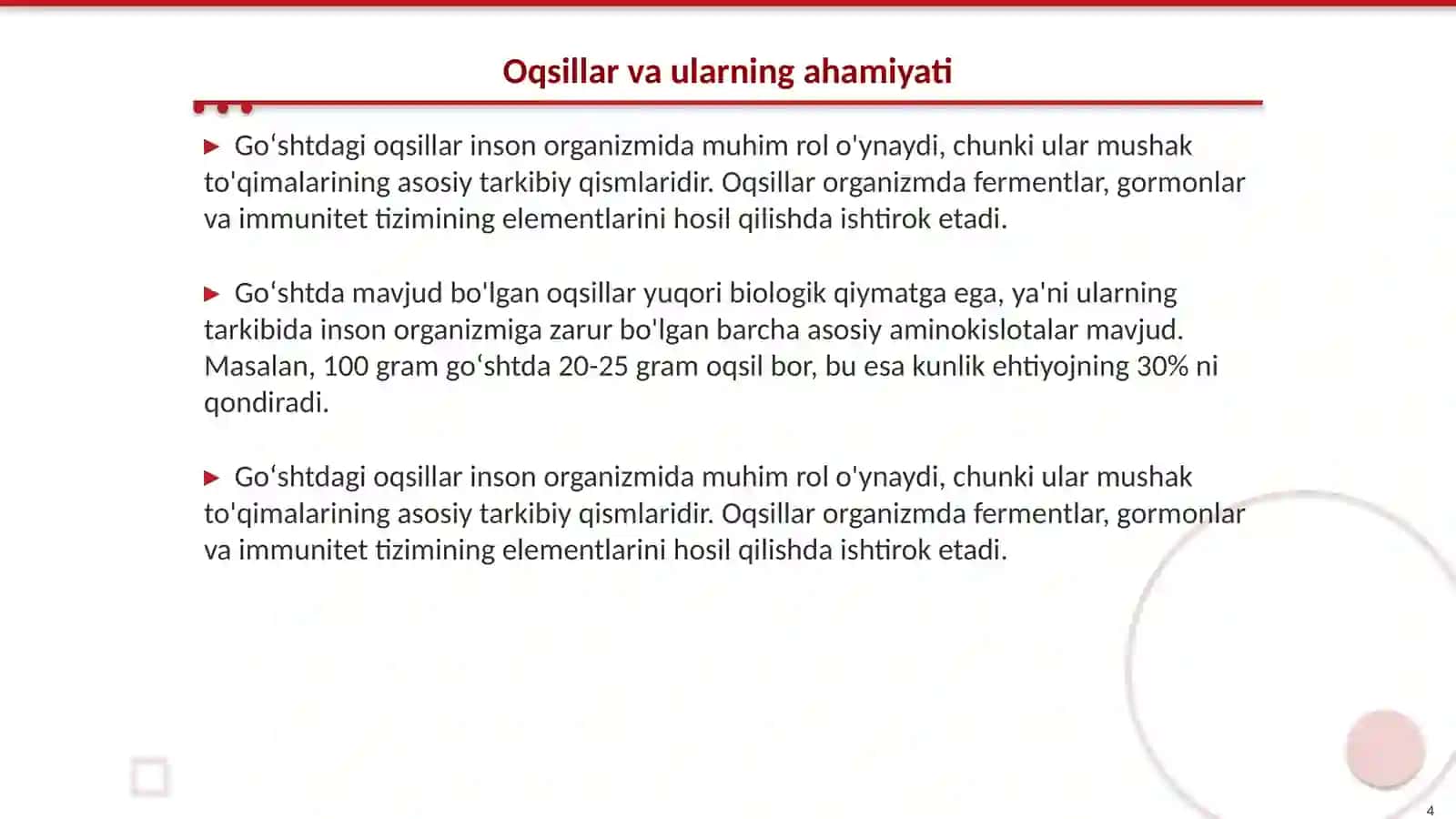 Goʻsht mahsulotlarining kimyoviy tarkibi va ozuqaviylik qiymati 4