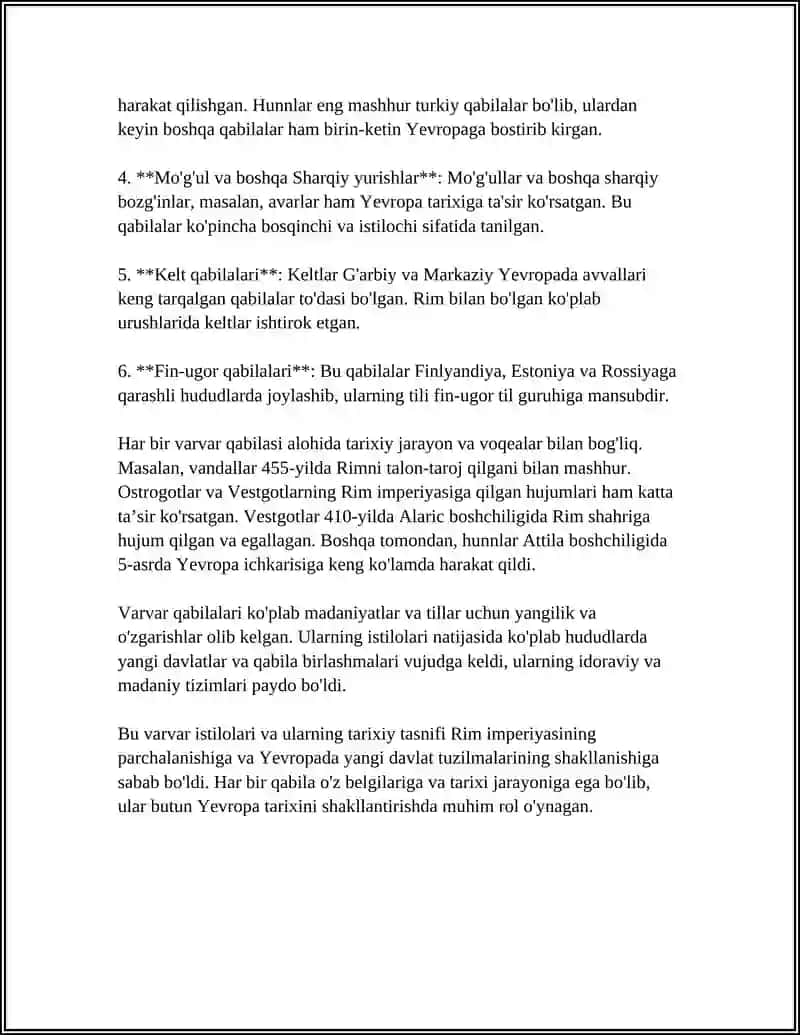 VARVAR QABILALAR, ULARNING ISTILOLARI 4