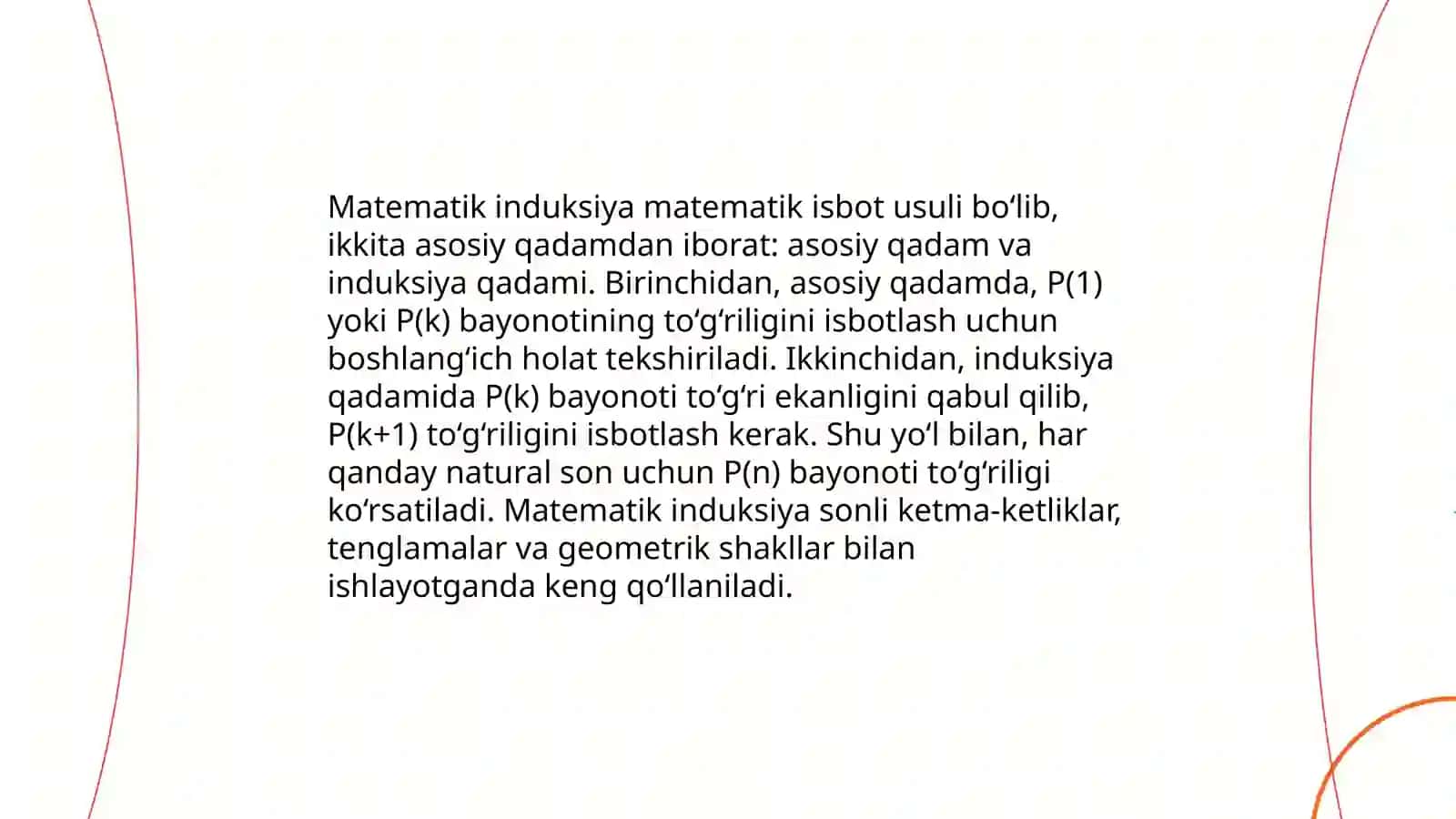 Matematik induksiya usulini o'rganish 4