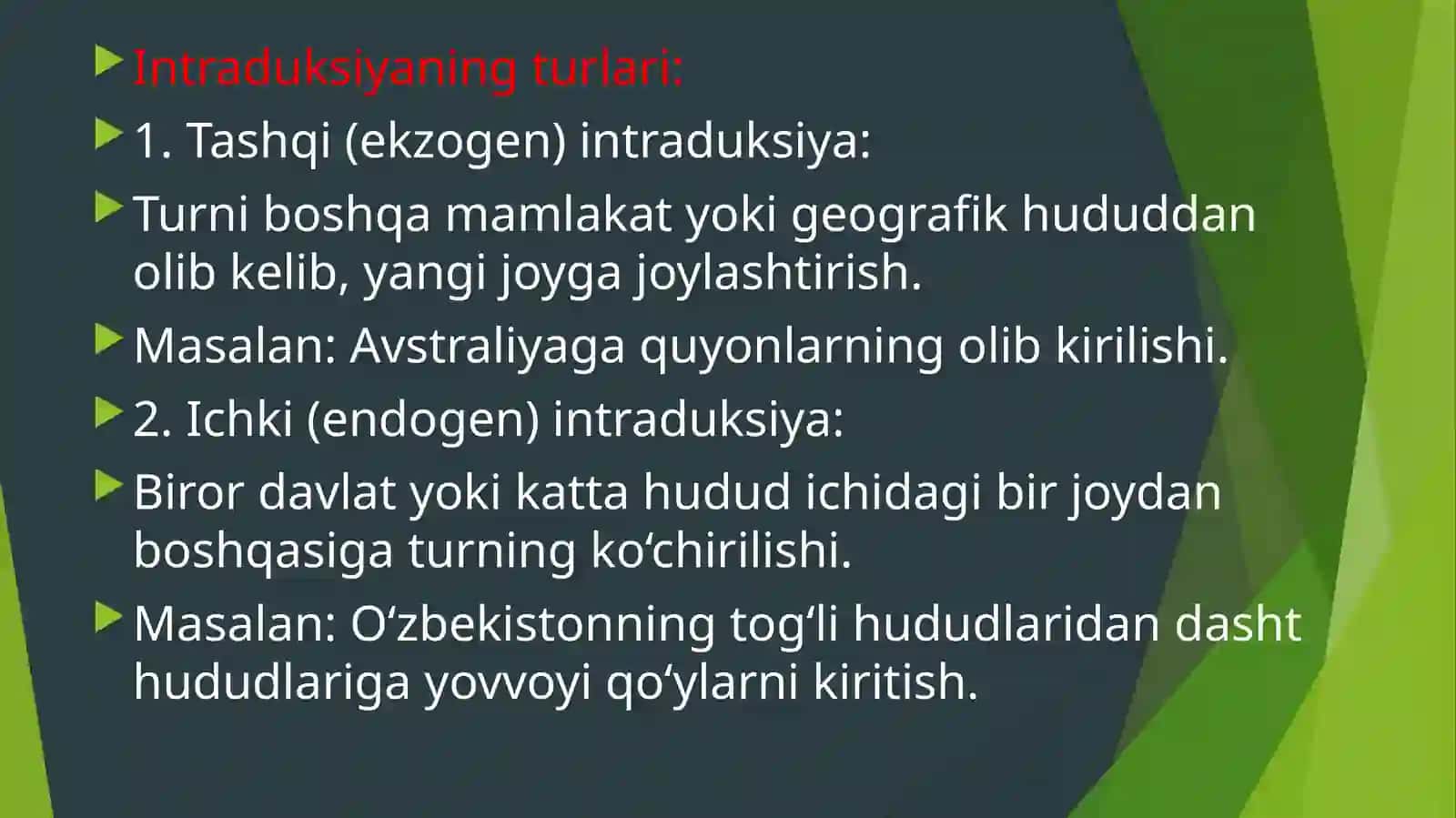 Intraduksiya jarayonida o’simliklarni biologik ahamiyati mavzusida taqdimot 4