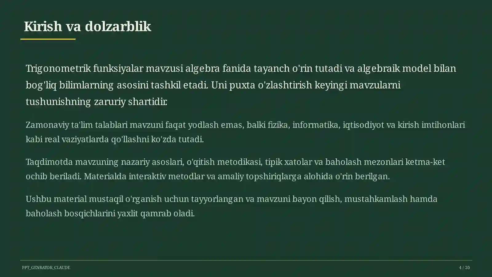 Trigonometrik funksiyalar (10-sinf) 4