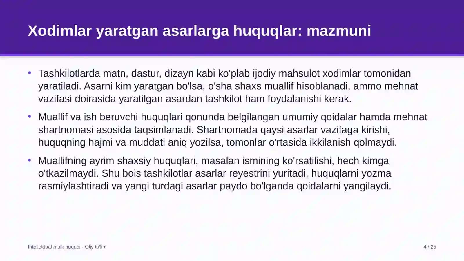 neft mahsulotlari savdosida xodimlar yaratgan asarlarga huquqlarni tartibga solish 7559 4