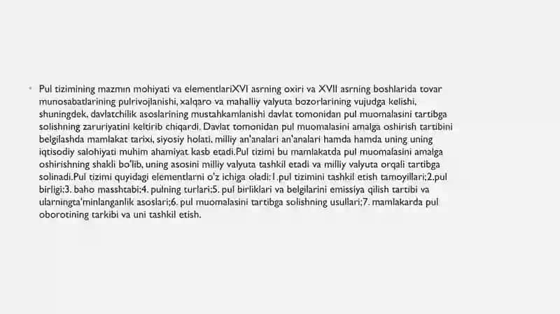 O'zbekiston Respublikasi pul tizimi va uning elementlari 4