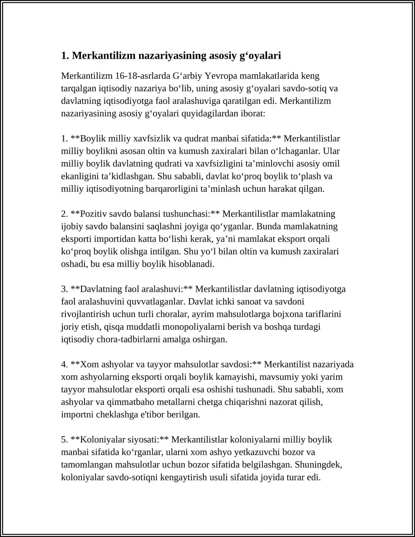 YEVROPADA MERKANTILIZM VA KLASSIK IQTISODIY MAKTABNING VUJUDGA KELISHI 4