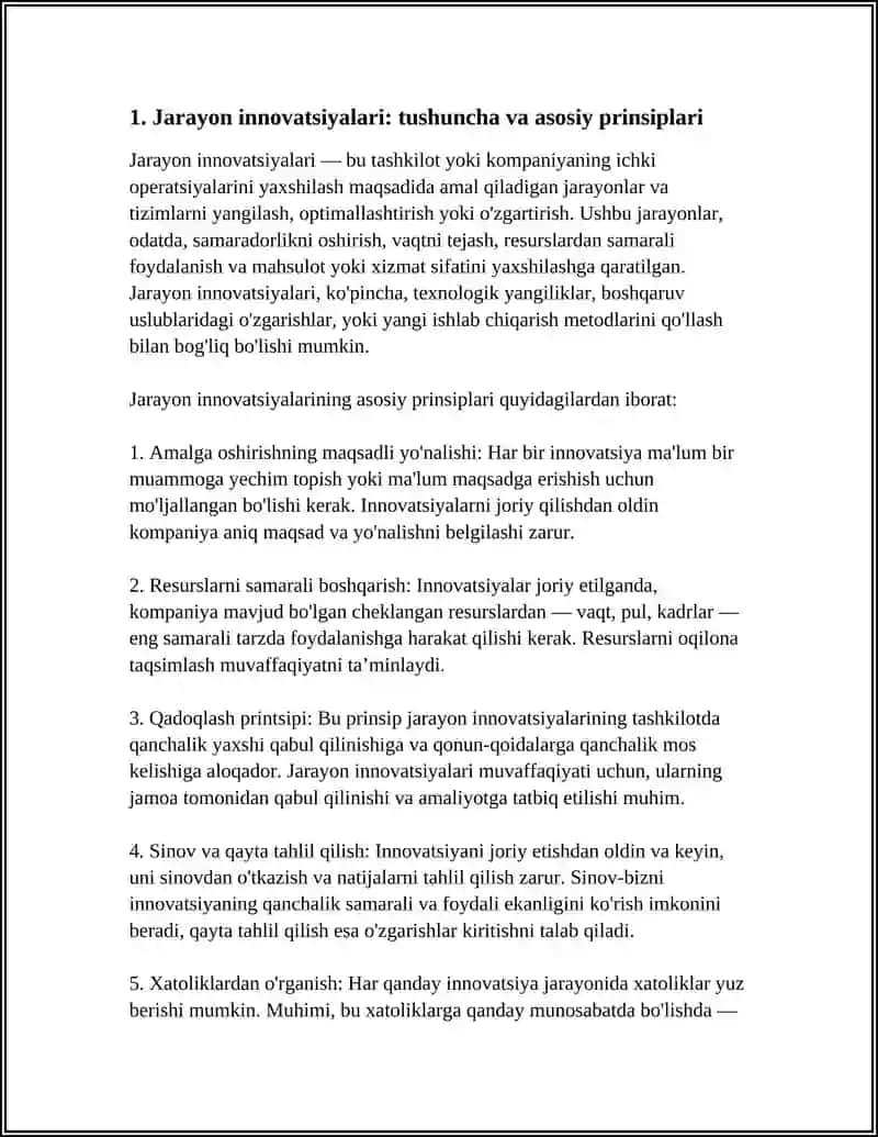 Jarayon innovatsiyalari: tushuncha va asosiy prinsiplari 4