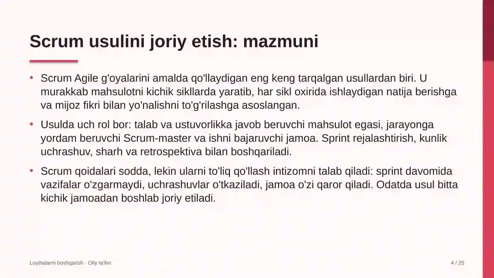 Elektronika sanoatida Scrum usulini joriy etish 4