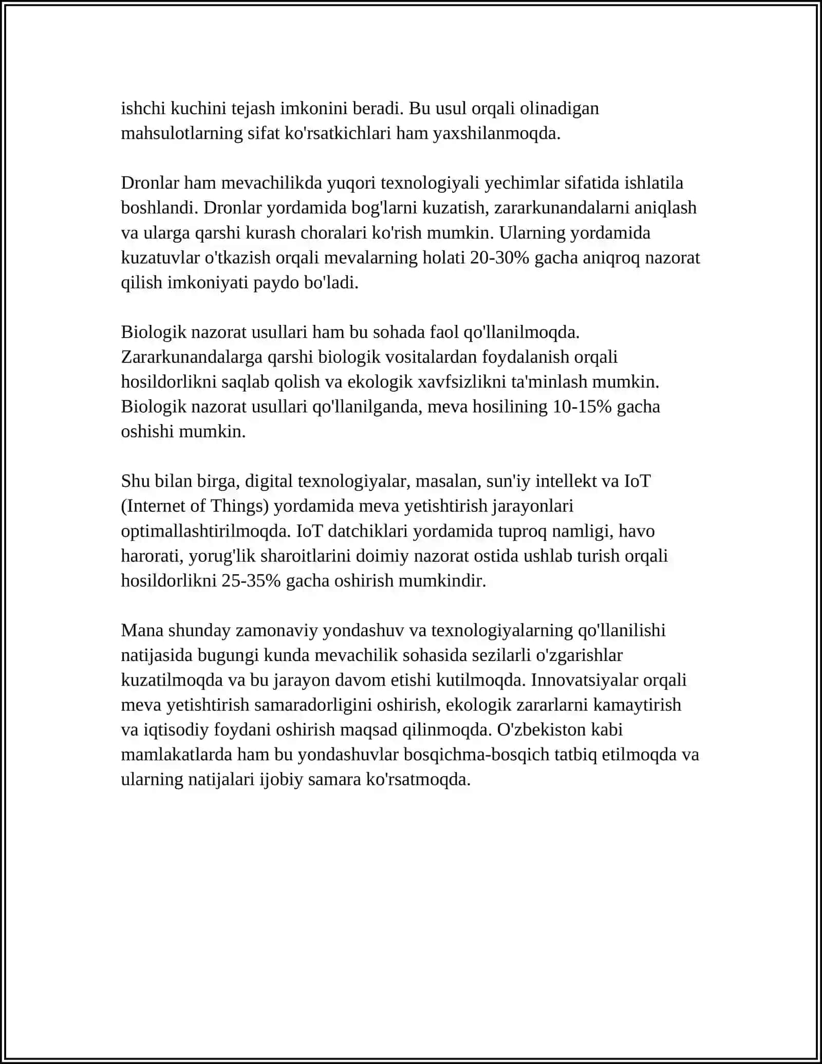 MUSTAQIL ISH Mavzu: MEVACHILIK VA SABZAVOTCHILIK 4