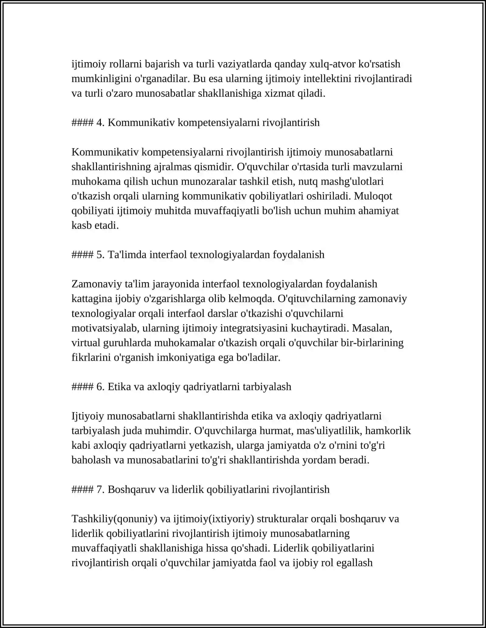 TARBIYACHI SHAXSIDA IJTIMOIY MUNOSABATLARNI RIVOJLANTIRISHGA OID 4