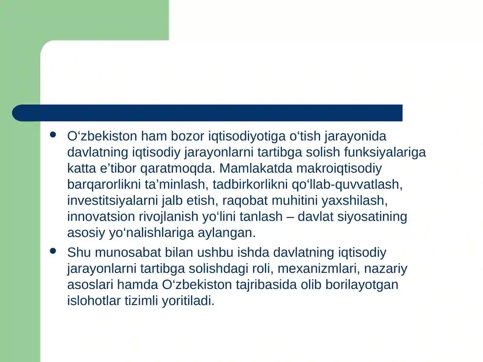 Davlatning iqtisodiy jarayonlarni tartibga solishdagi roli 4