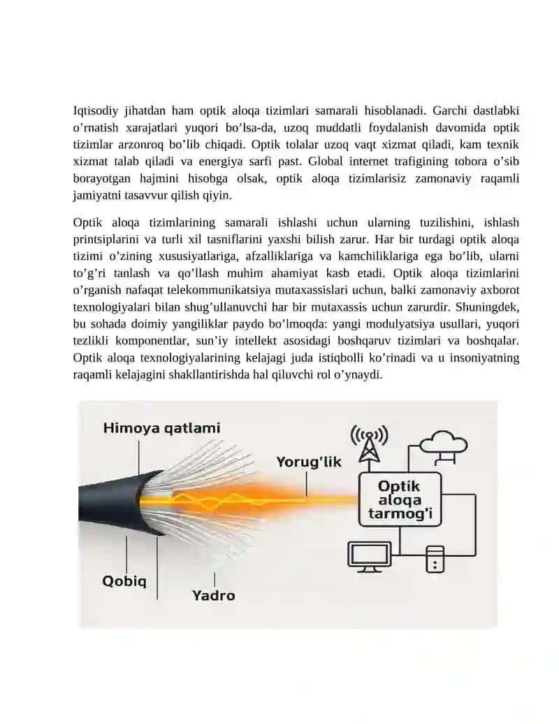 Optik aloqa tizimlarining tuzilishi va tasniflari 4