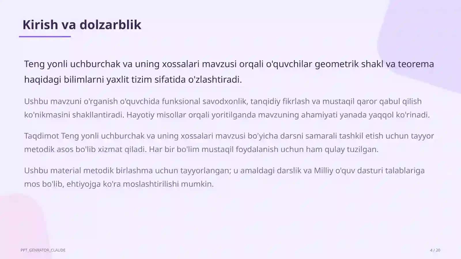 Geometriya (7–11) — metodik birlashma uchun 4