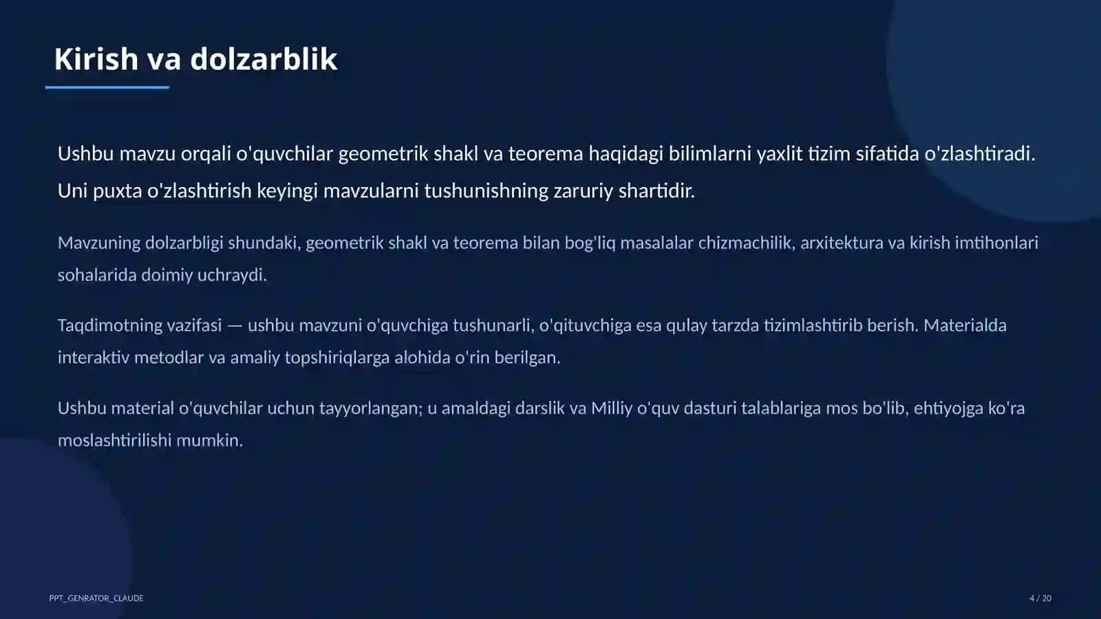 Geometriyaning boshlang'ich tushunchalari: nuqta, to'g'ri chiziq, kesma (7-sinf) 4