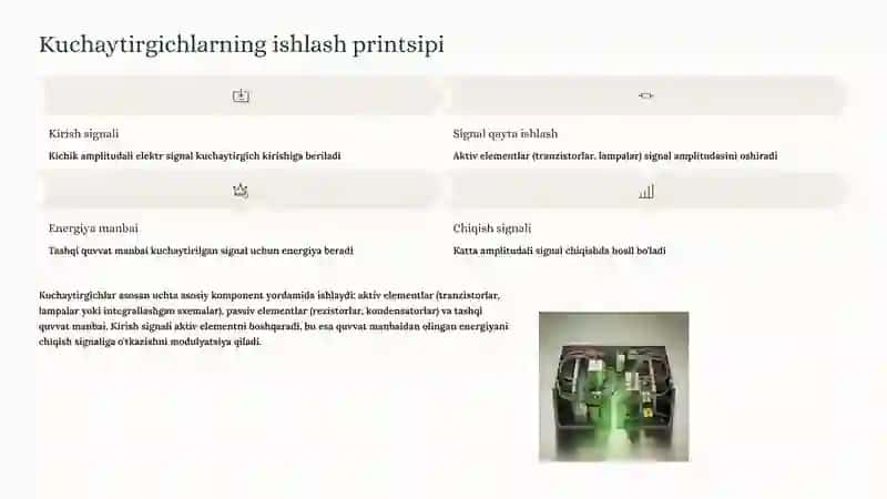 Kuchaytirgichlar: Elektrotexnika Fanida Asosiy Qurilma 4