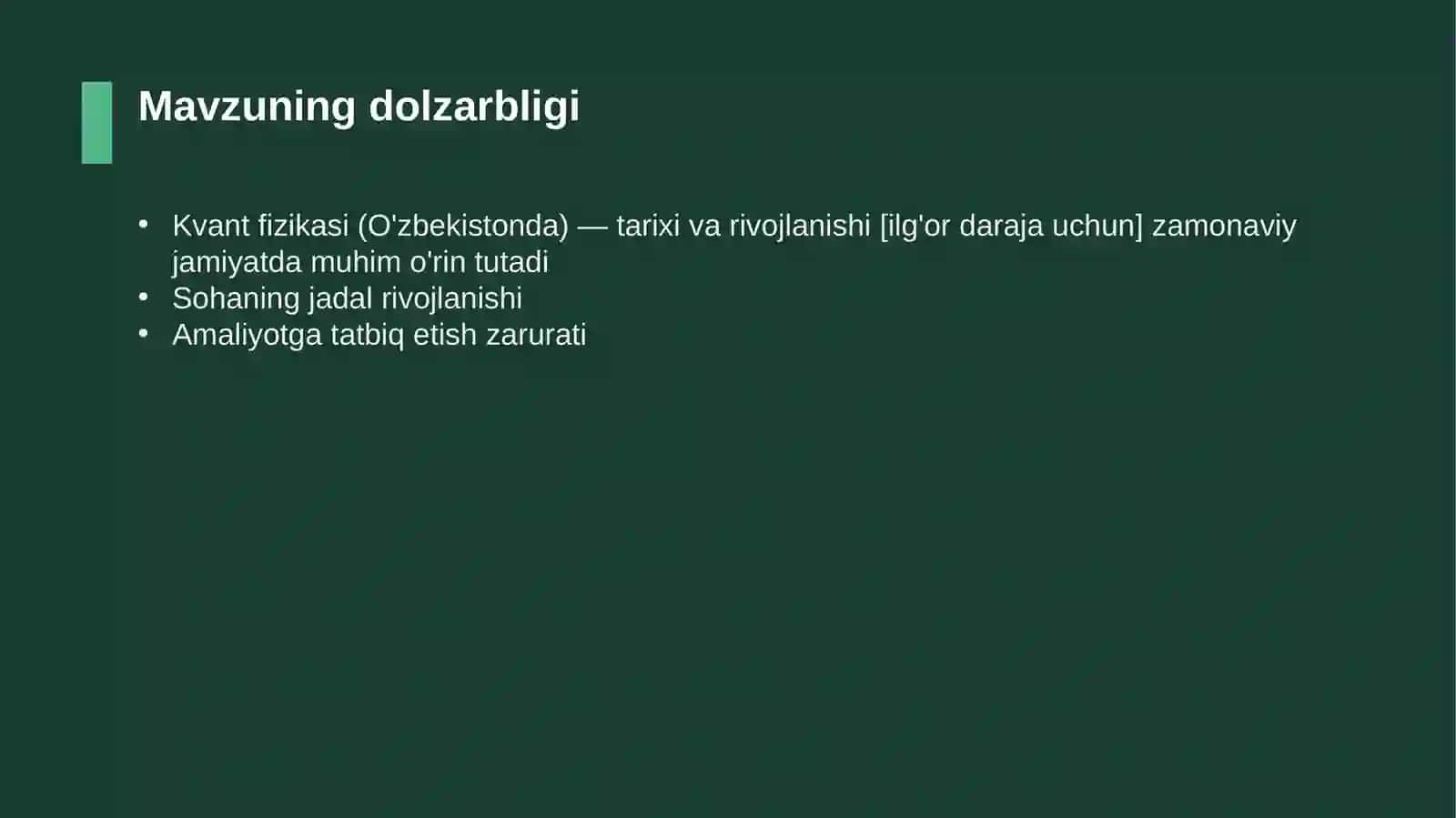 Kvant fizikasi (O'zbekistonda) — tarixi va rivojlanishi [ilg'or daraja uchun] 4