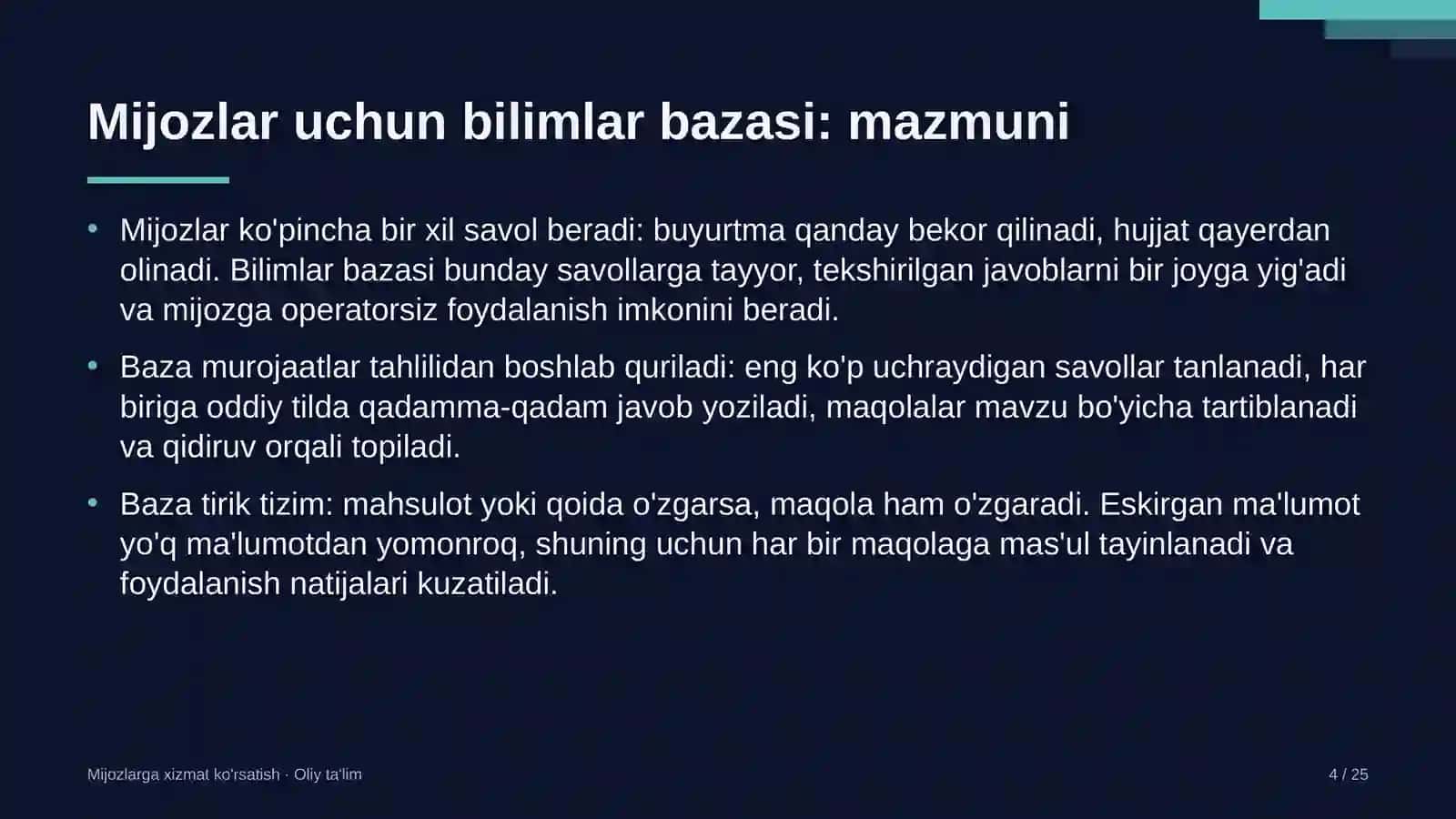yuqumli kasalliklar shifoxonalarida mijozlar uchun bilimlar bazasini yaratish 7860 4