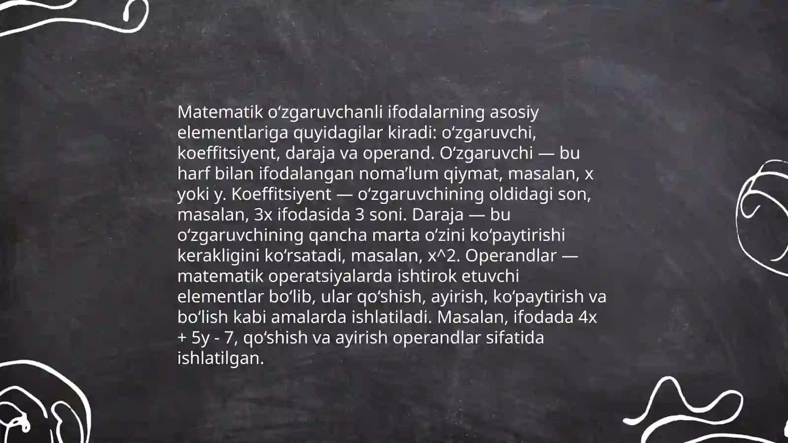 Boshlang’ich sinflarda o’zgaruvchanili ifodalar ustida ishlash metodikasi 4