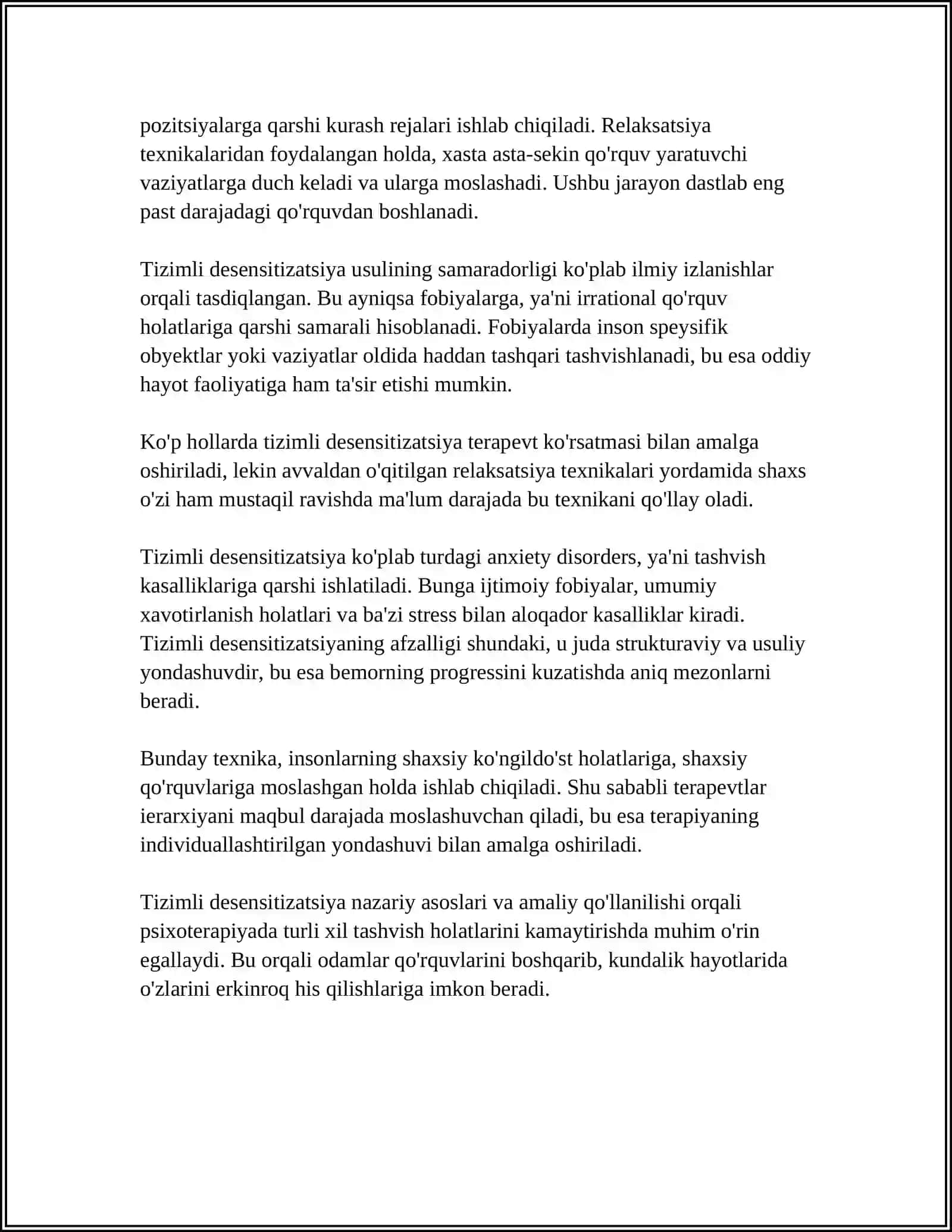 TIZIMLI DASENSITIZATSIYA USULI 4