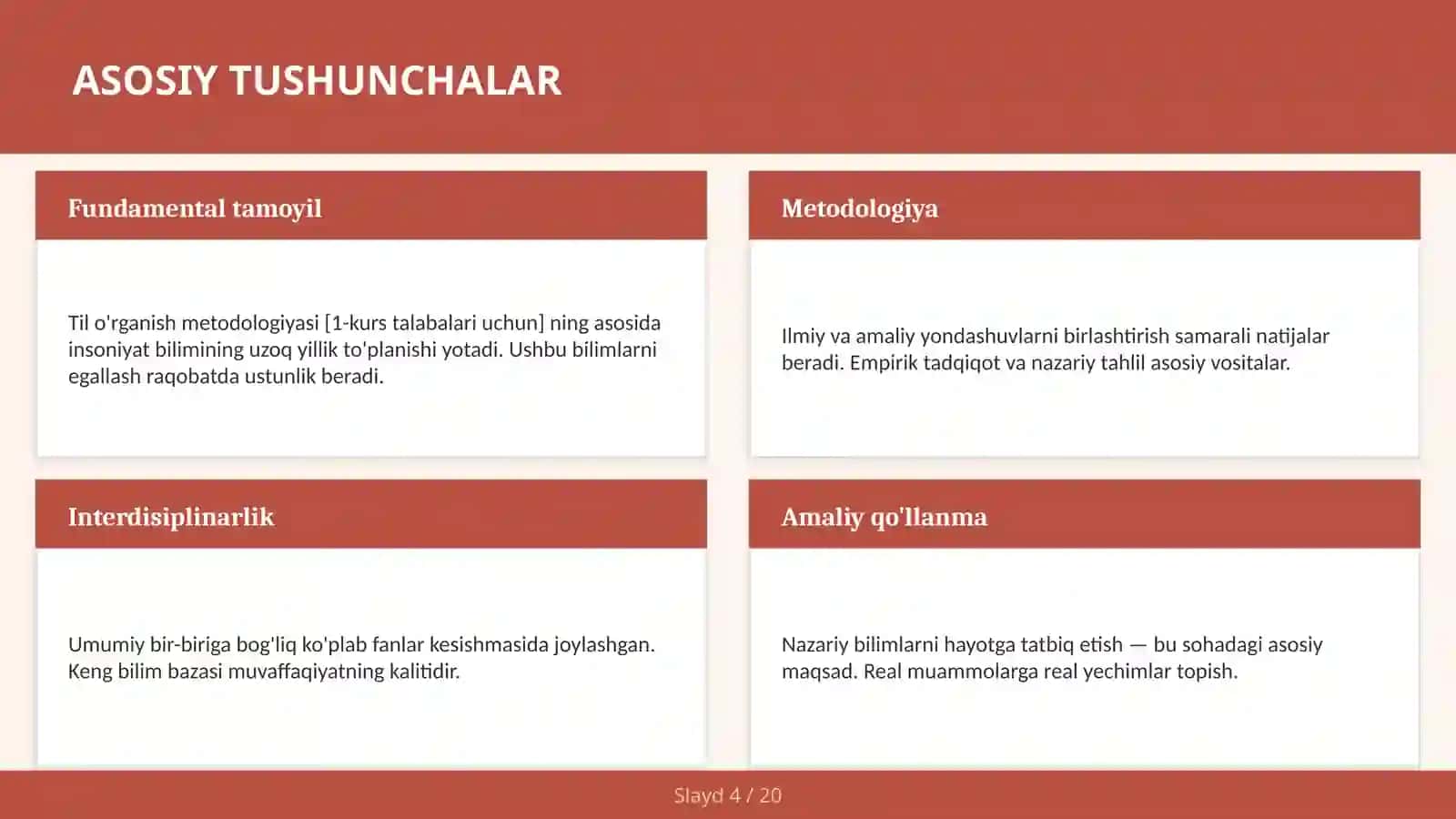 Til o'rganish metodologiyasi [1-kurs talabalari uchun] 4
