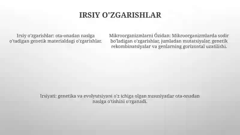 Mikroorganizmlarni Ózgarishi Va Irsiyati 4