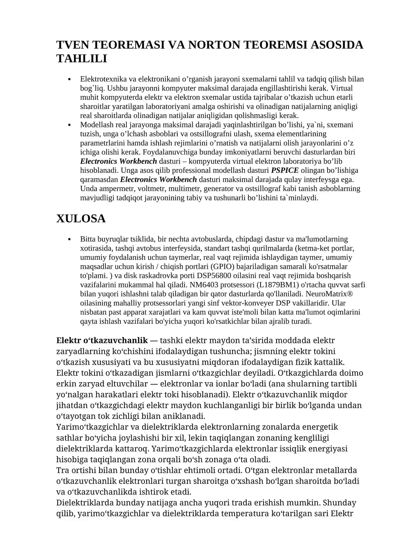 ELEKTRONIKA VA SXEMALAR FANIDAN TAYYORLAGAN MUSTAQIL ISHI 4