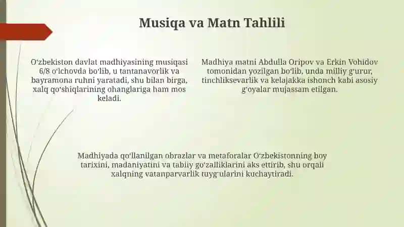 Oʻzbekiston respublikasi Madhiyasi 4