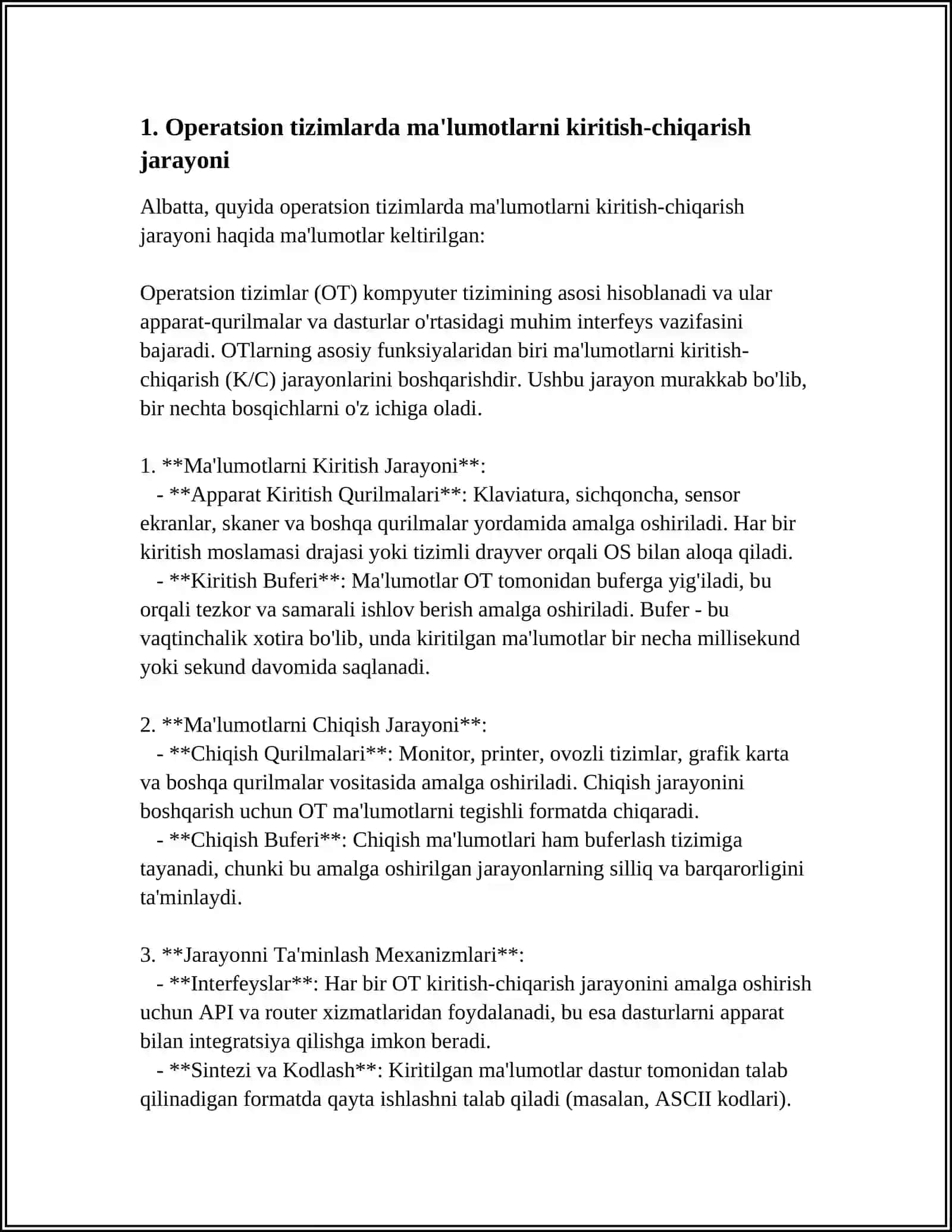 OPERATSION TIZIMLARDA MA’LUMOTLARNI KIRITISH-CHIQARISHNI BOSHQARISH 4