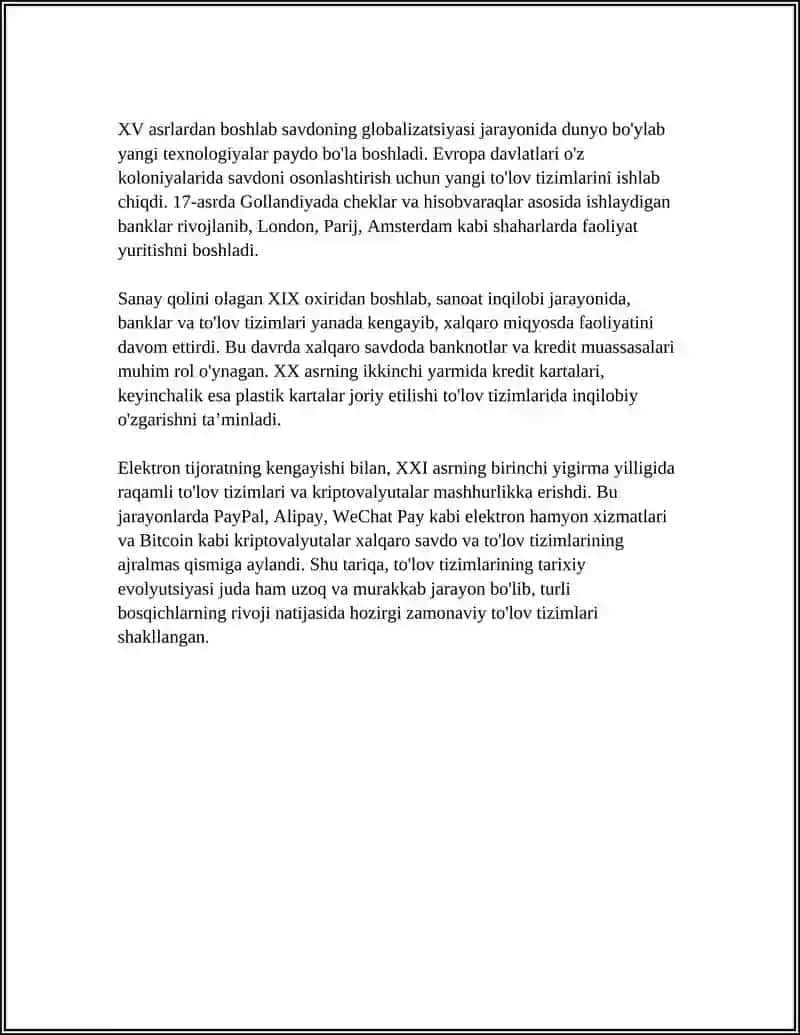 TO'LOV TIZIMLARINING EVOLYUTSIYASI 4