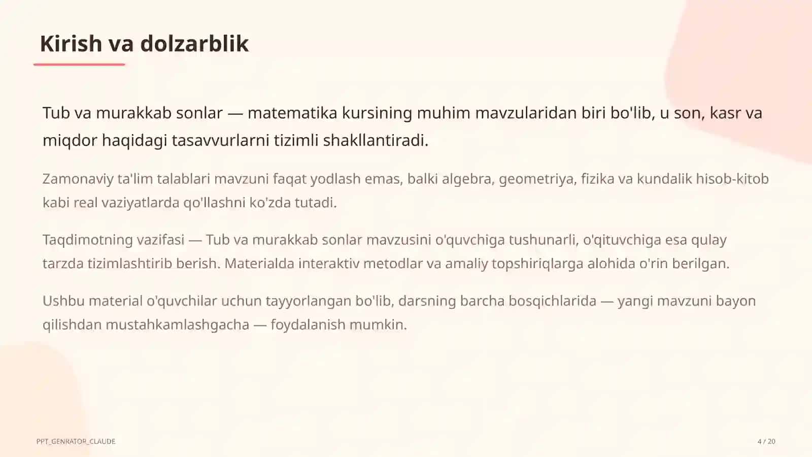 Tub va murakkab sonlar (5-sinf) 4