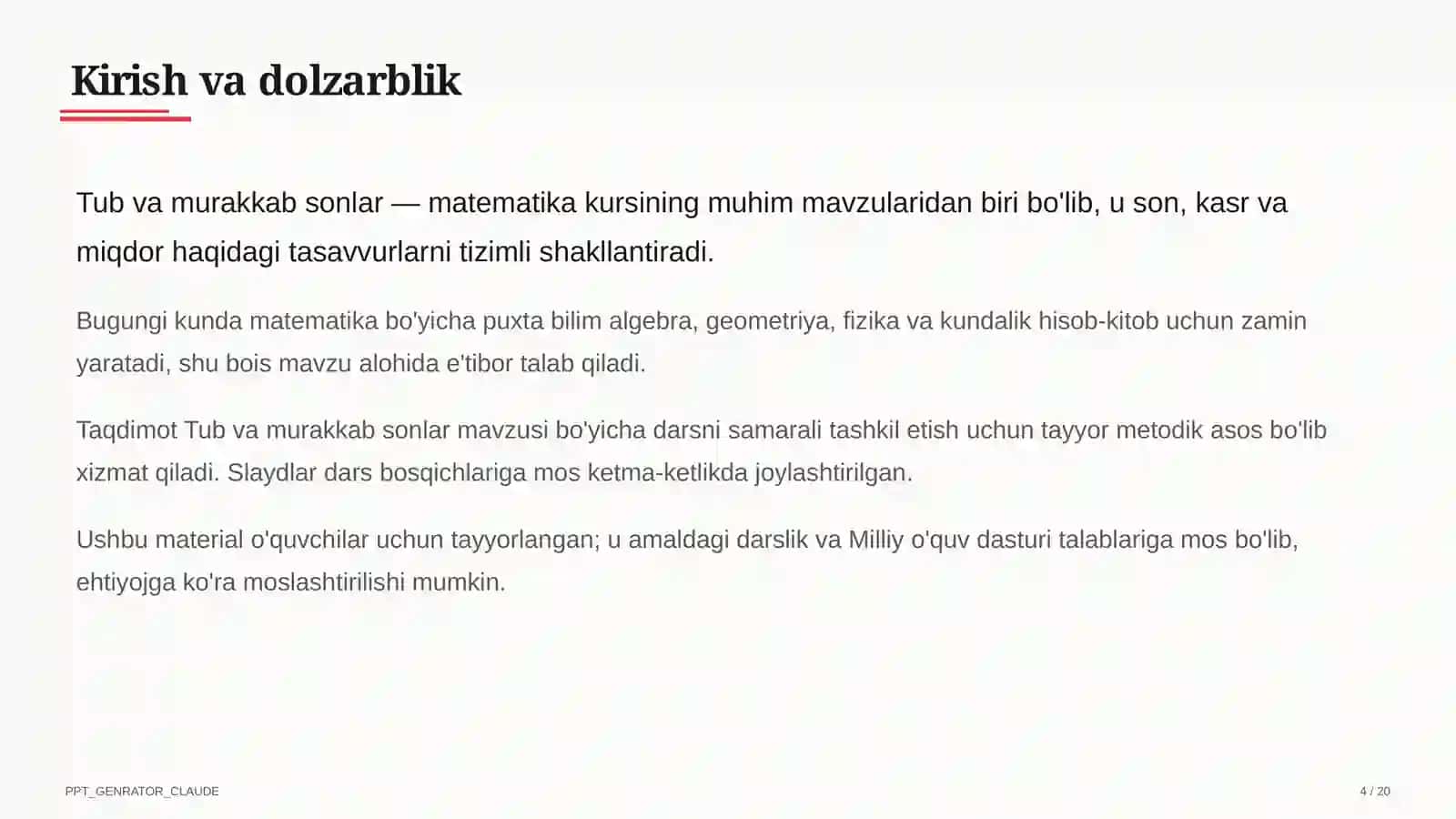 Tub va murakkab sonlar (5-sinf) 4