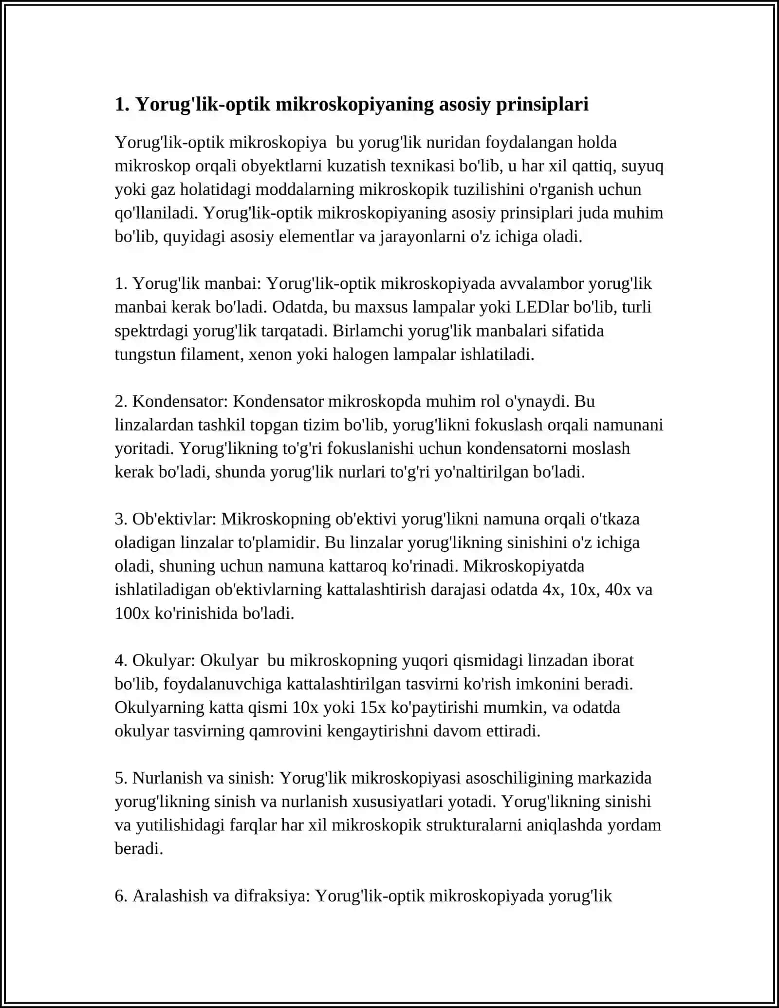 YORUG'LIK-OPTIK MIKROSKOPIYANING ZAMONAVIY METODLAR XUJAYRANING STRUKTURAVIY-FUNKSIONAL TUZILISHI.UMUMIY VA XUSUSIY ORGANOIDLAR 4