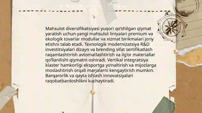 Iqtisodiyotni tarkibiy oʻzgartirish jarayonlarini chuqurlashtirish sharoitida sanoat korxonalari ishlab chiqarish tuzilmasini takomillashtirish yoʻllari 4