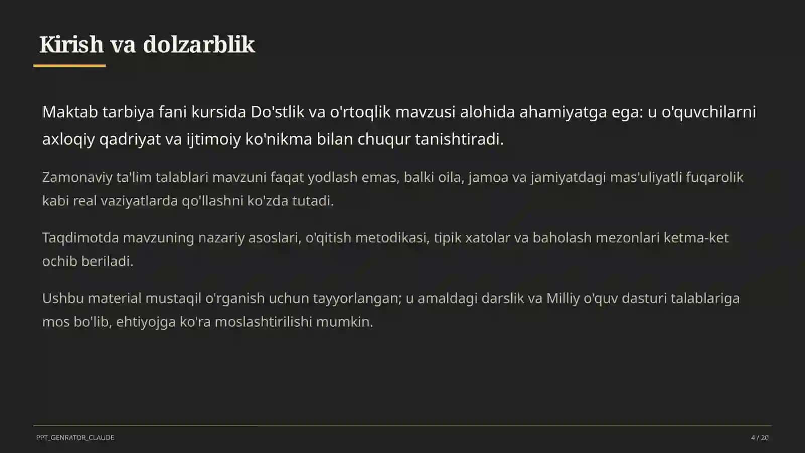 Do'stlik va o'rtoqlik (2-sinf) 4