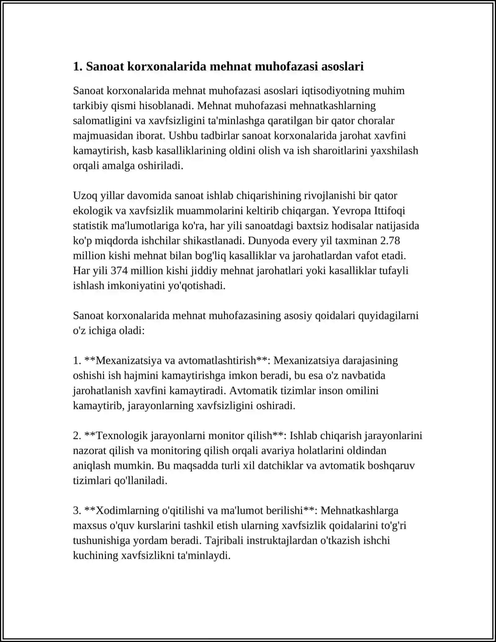 Sanoat korxonalarida mehnat muhofazasi asoslari 4