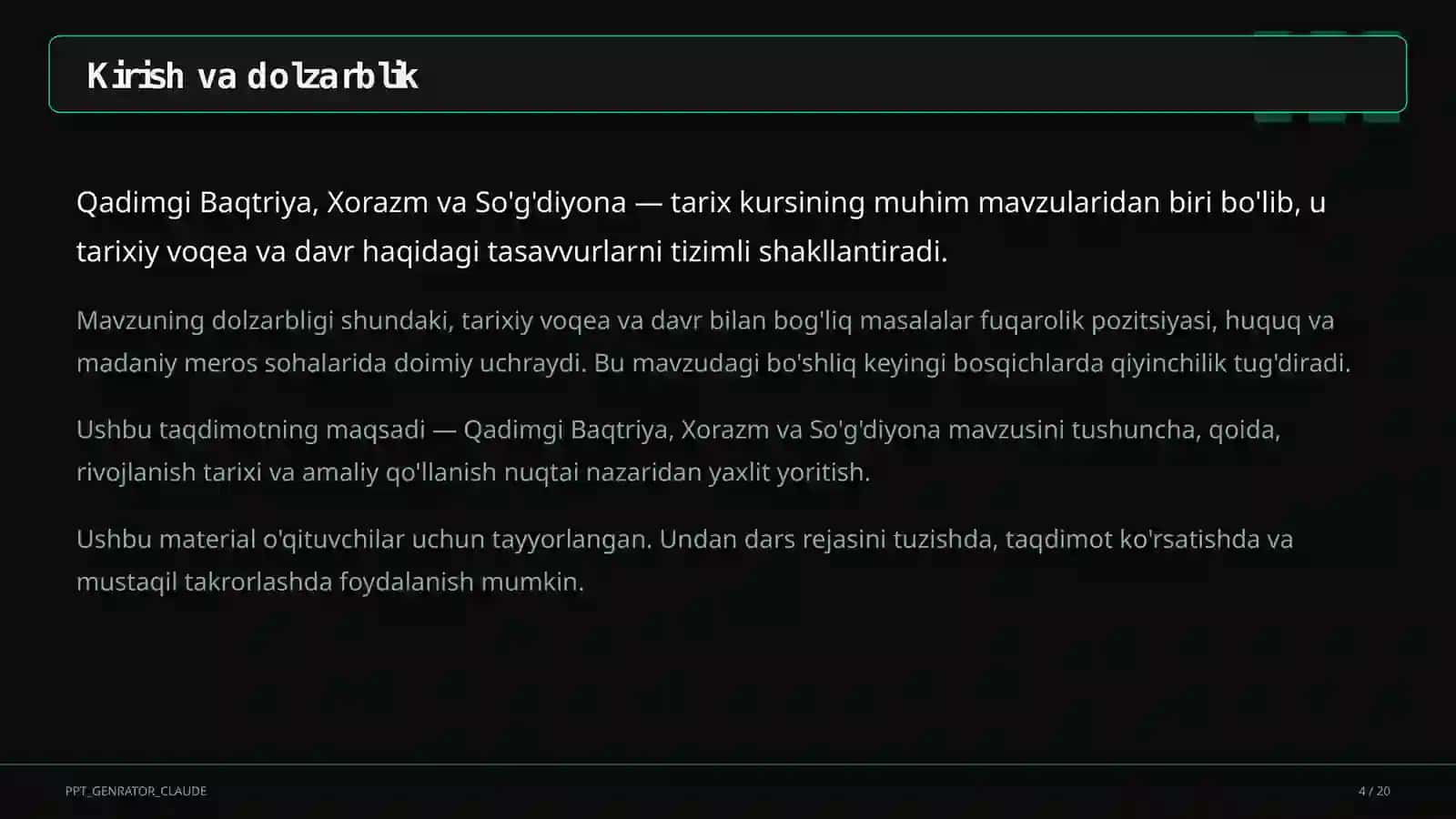 Qadimgi Baqtriya, Xorazm va So'g'diyona (6-sinf) 4