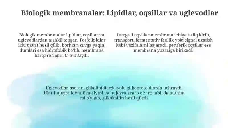 Plazmolemma va biologik membranalar tuzilishi 4