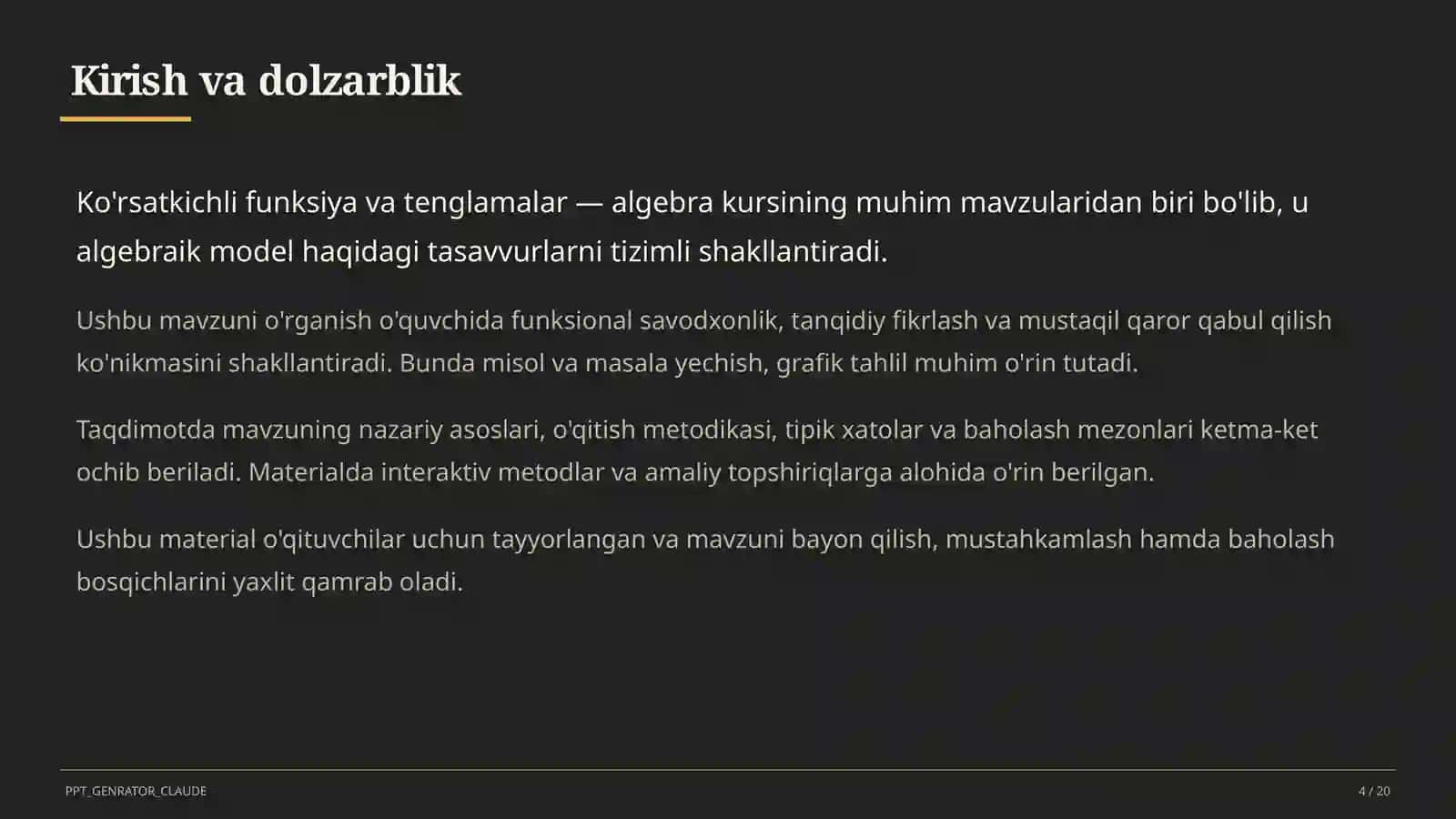 Ko'rsatkichli funksiya va tenglamalar (10-sinf) 4