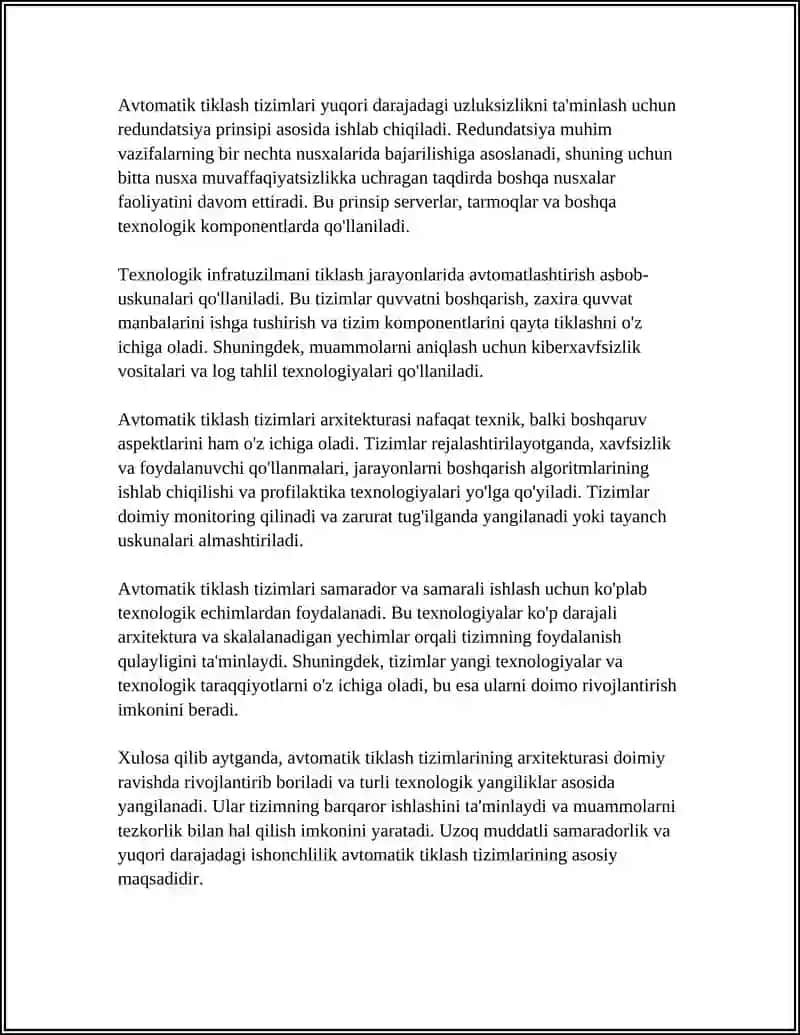 Avtomatik tiklash tizimlari arxitekturasi 4