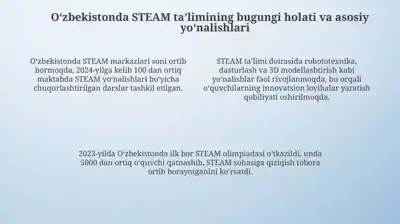 Oʻzbekistonda STEAM taʼlimining rivojlanishi 4
