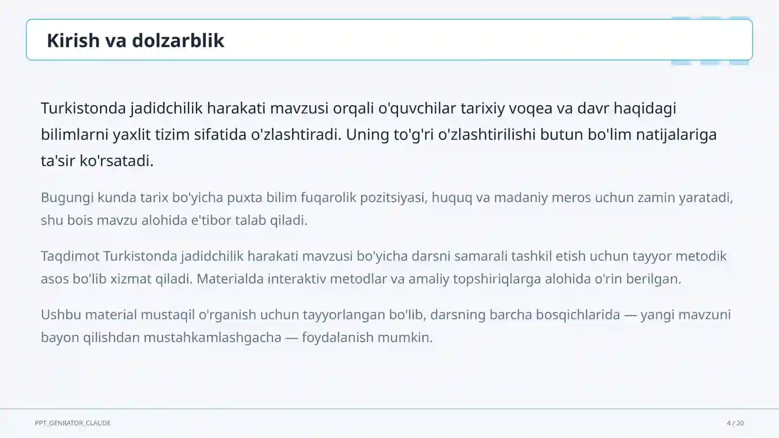 Turkistonda jadidchilik harakati (9-sinf) 4